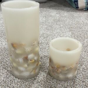 Shell LED Candles set faux Cream Candlesticks